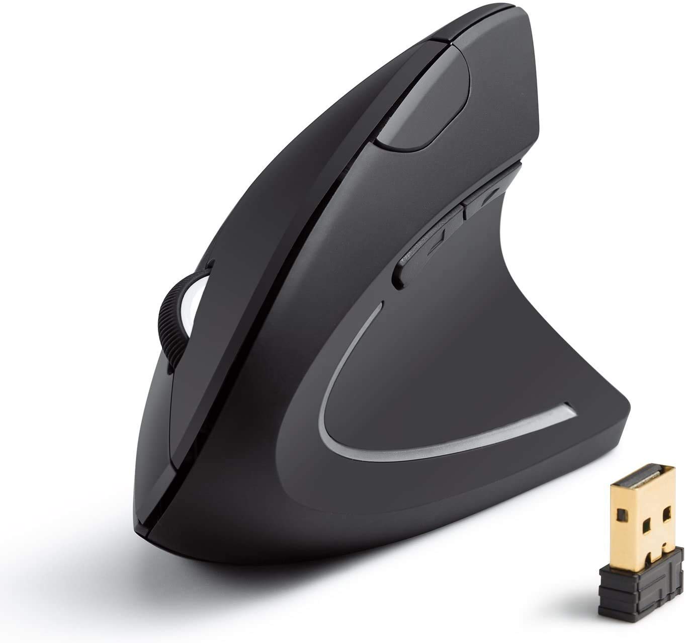 Anker 2.4G ワイヤレスマウス (縦型 無線マウス) 800 / 1200 / 1600 DPI 5ボタン 光学式 エルゴノミクスデザイン 右手用 Windows/MacOS 対応 (ブラック)のサムネイル