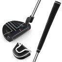 GYMAX マレットパター 右利き メンズ レディース 保護ヘッドカバー付属 高精度アライメント 快適グリップ Mallet Putter