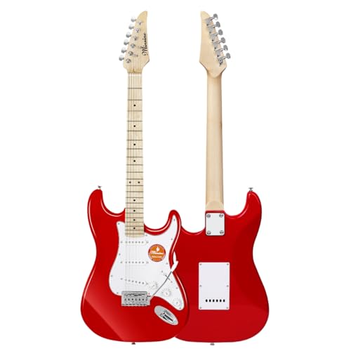 Bullfighter エレキギター 初心者セット付き エレキギター 弦 ケース ピック ストラップelectric guitarストラトキャスタータイプ (SSS- red)