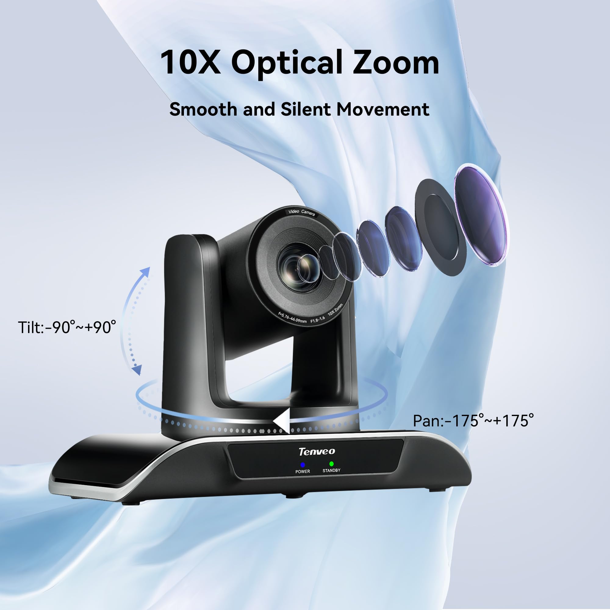 Tenveo PTZカメラweb会議ビデオウェブカメラ10倍光学ズーム1080P 60FPS広角 ptz WebカメラUSB3.0/HDMI/RS232出力少人数会議ライブ配信病院教育業務用