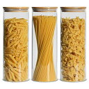 ComSaf ガラスキャニスター 密閉 2000ml パスタケース パスタ保存容器 パスタ入れ パスタ 瓶 密封瓶 保存瓶 食品貯蔵容器 竹蓋付き 穀物 コーヒ...