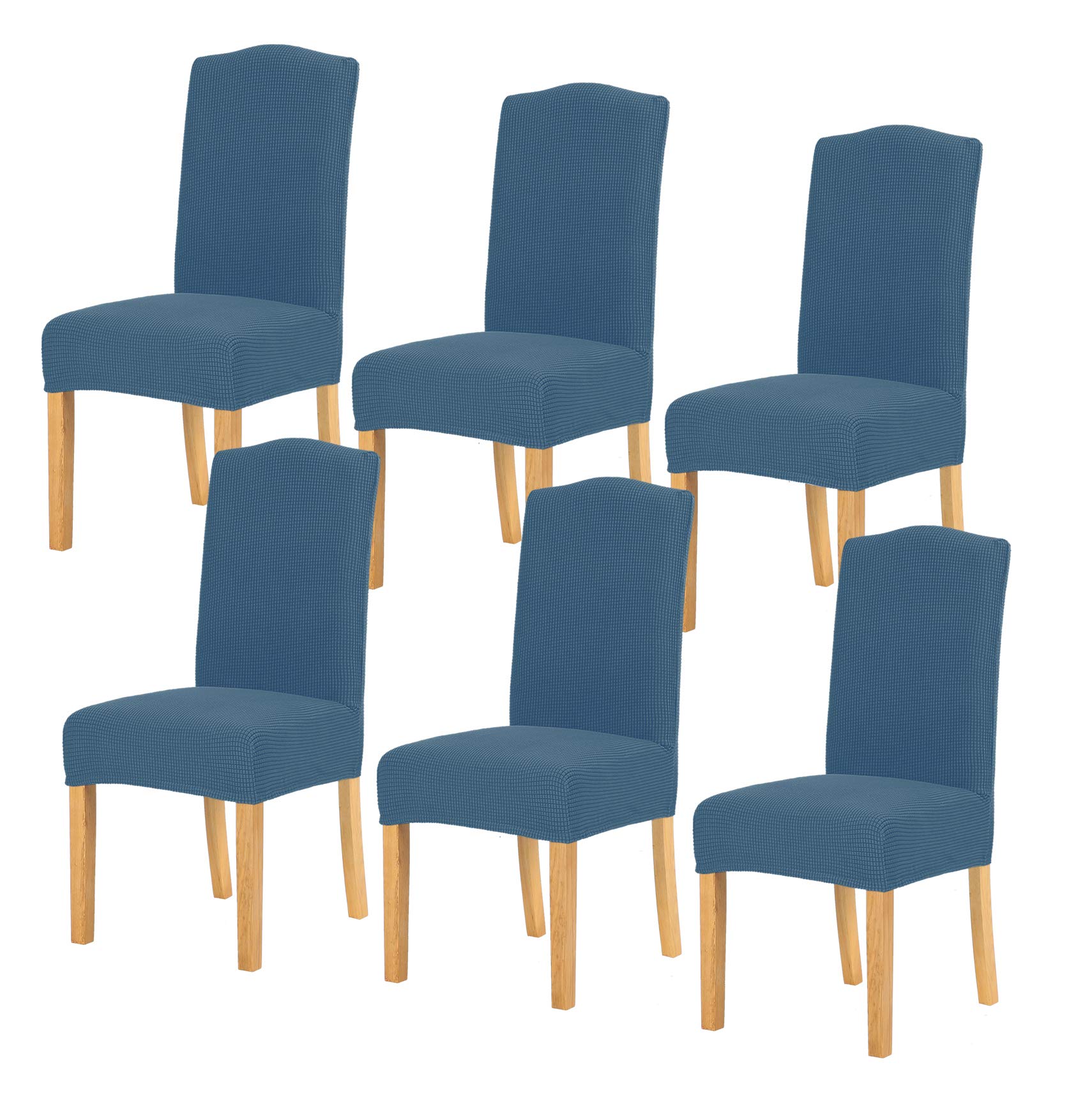 TIANSHU 椅子カバー 6枚， チェアカバー 選べる 11色 伸縮素材 ストレッチ ふわふわ 家庭・ホテル用 ウェディング・結婚式・パーティーなど対応 取り外し可能 洗える(6枚,デニムブルー)