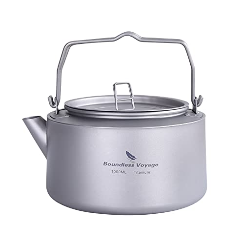 楽天生活応援ショップ　楽天市場店Boundless Voyage チタンケトル やかん 1L ティーポット 全体チタン製 直火対応 キャンプファイヤー アウトドア キャンプ用品 ケトル チタンケトル 1L Ti3098D （チタン色）