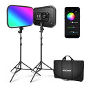 NEEWER 2パック 18.3"RGB LED ビデオライトとスタンドキット APPコントロール 撮影照明ライト 360°フルカラー 60W 調光可能 2500K?8500K CRI97 +、17シーン効果 ゲーム/ズーム/動画/生放送/YouTube/