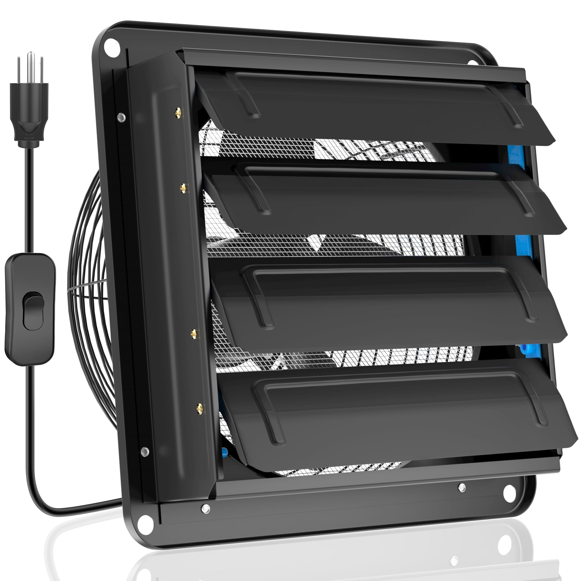 Hon&Guan 換気扇 30cm 有圧換気扇 シャッター付き 【インボイス制度登録店】 産業用有圧換気扇 低騒音形 排気専用 単相100V 工場・作業所・倉庫用 羽根径 300mm APB30D