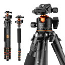 K&F Concept 一眼レフ三脚 カーボン製カメラ 三脚 軽量コンパクト 360度パノラマ撮影一脚可変 最大耐荷重15kg BH-36L雲台搭載 デジタルカメラ ミラーレスカメラ用 中心軸反転 ナットロック式 型番 A255C2+BH-36L