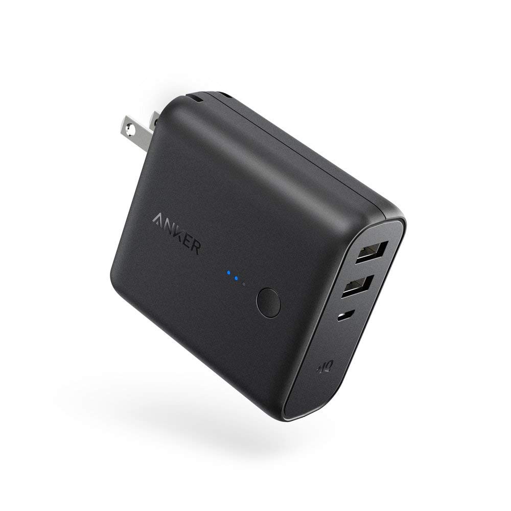 Anker PowerCore Fusion 5000 (モバイルバッテリー 搭載 USB充電器 5000mAh) 【PSE認証済/コンセント 一体型/PowerIQ搭載/折りたたみ式プラグ】 iPhone & Android各種対応 (ブラック)