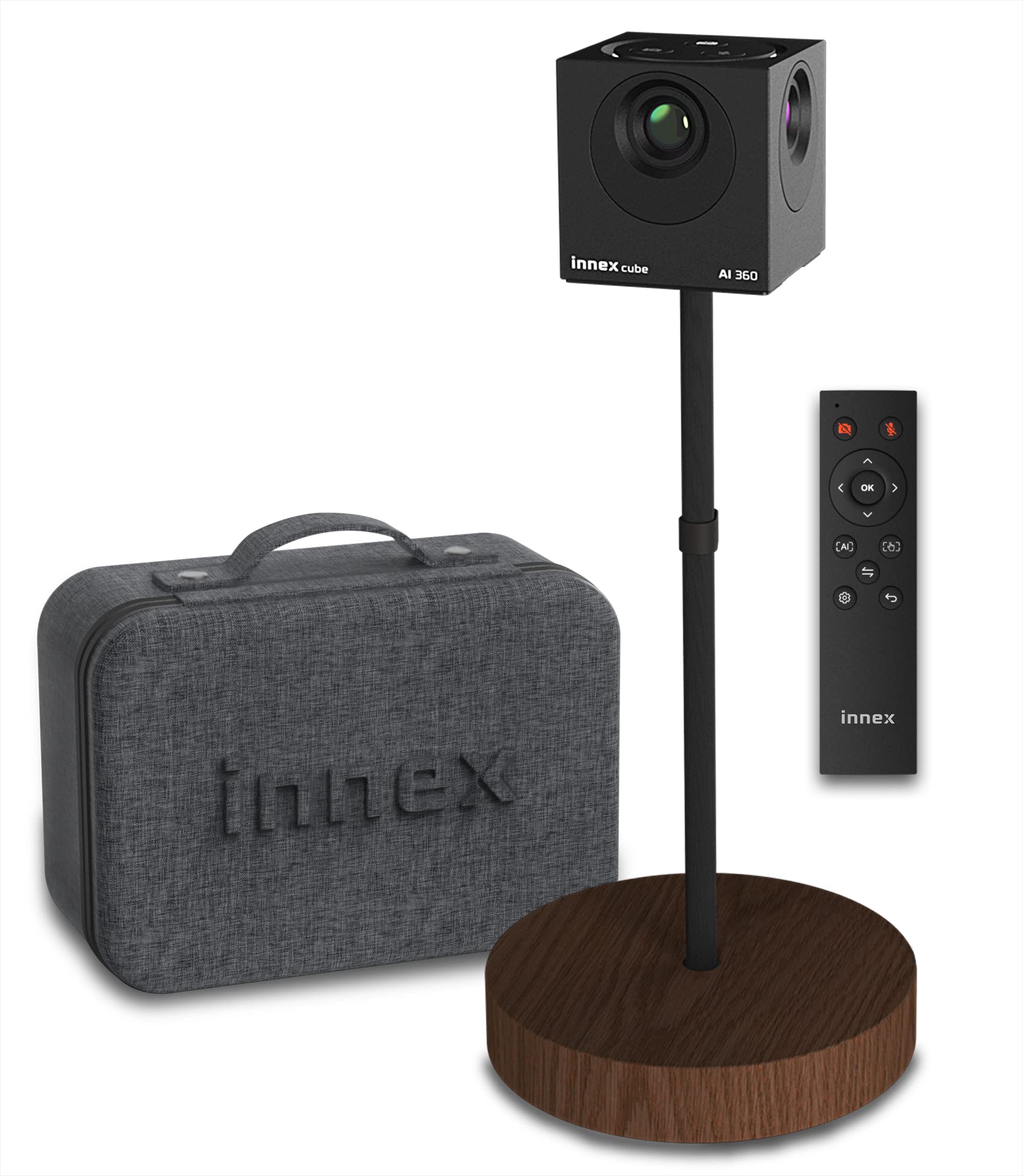 Innex Cube 会議用360度広角Webカメラ ギャラリーモードなど多彩なAIモード 電源&ソフトウェア不要の完全プラグ＆プレイリモコンでの手動ePTZ操作にも対応 無指向性マイク内蔵 Zoom Teams WebEx GoogleMeet