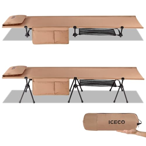 【Upgrade】ICECO コット 1000D 耐荷重180KG 軽量2.8KG 2WAY ハイ/ロー切替可能 静音設計 キャンプ ア..