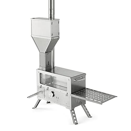 楽天生活応援ショップ　楽天市場店Naturehike ペレットストーブ 自己吸入・排煙 燃焼時間6h ガラス製防火窓 炉脚折りたたみ収納 アウトドアキャンプ テントストーブ 薪ストーブ （ストーブ）