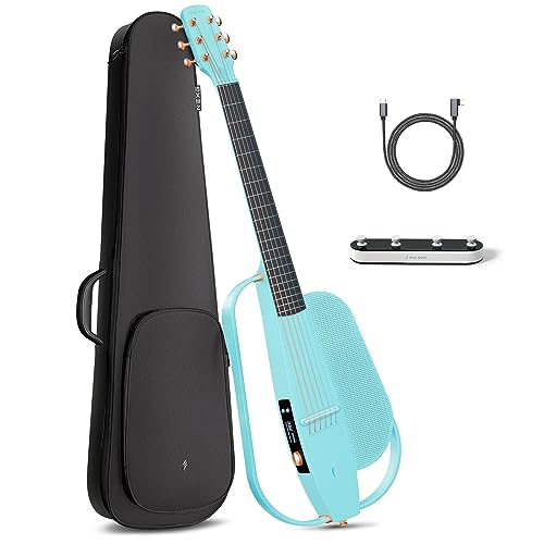 Enya NEXG 2 Basicアコースティックギター| エレキギター オールインワンスマートオーディオギター カーボンファイバー 80Wワイヤレス スピーカー、ワイヤレスペダル、ギターバッグ付き【ブルー】