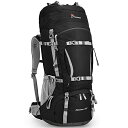 マウンテントップ（Mountaintop）バックパック 70L 防災 リュック 大容量 登山 ザック キャンプ ハイキング アウトドア 旅行 防水 レインカバー付き ブラック