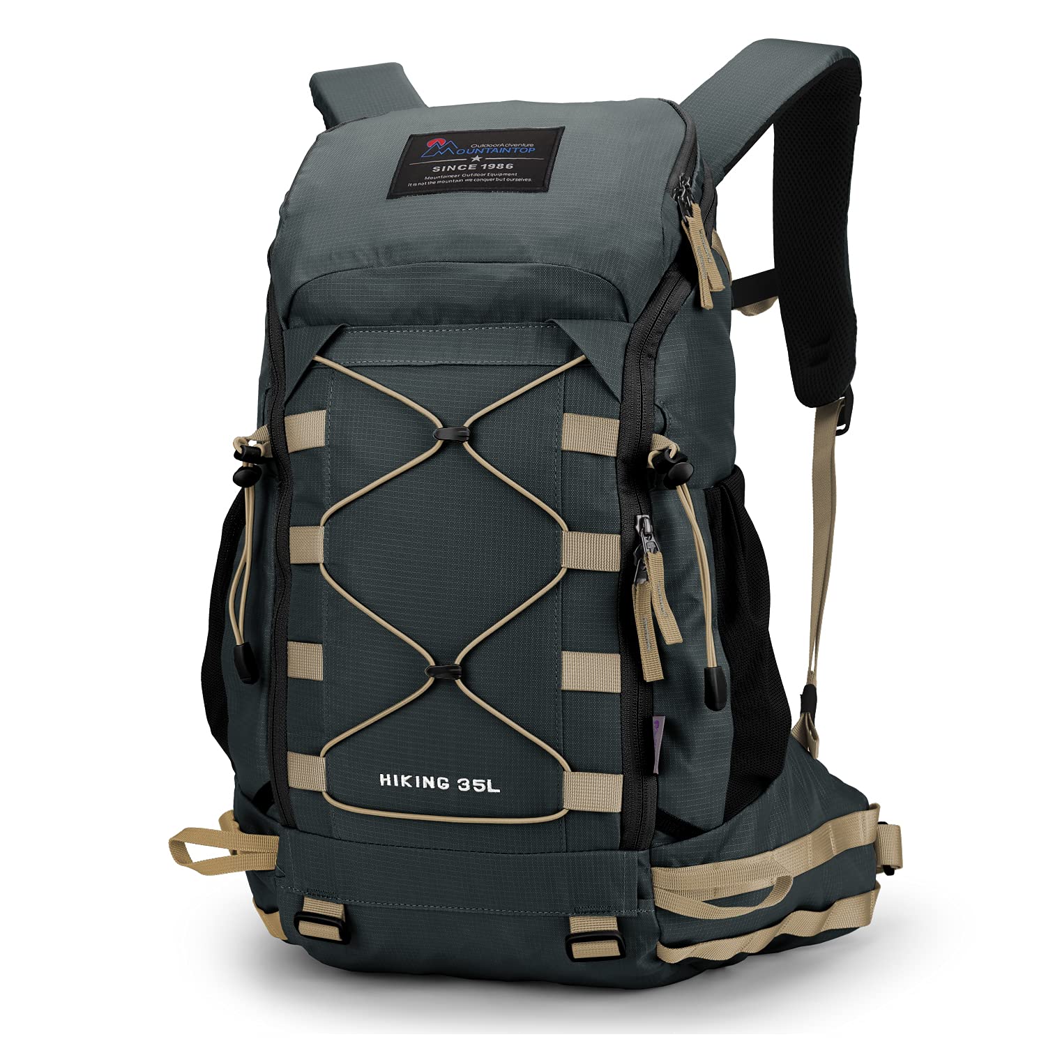 楽天生活応援ショップ　楽天市場店マウンテントップ（Mountaintop） 登山 リュック 35L バックパック ハイキング リュックサック アウトドア 旅行 クライミング キャンプ ザック デイバック 軽量 レインカバー付き グレー