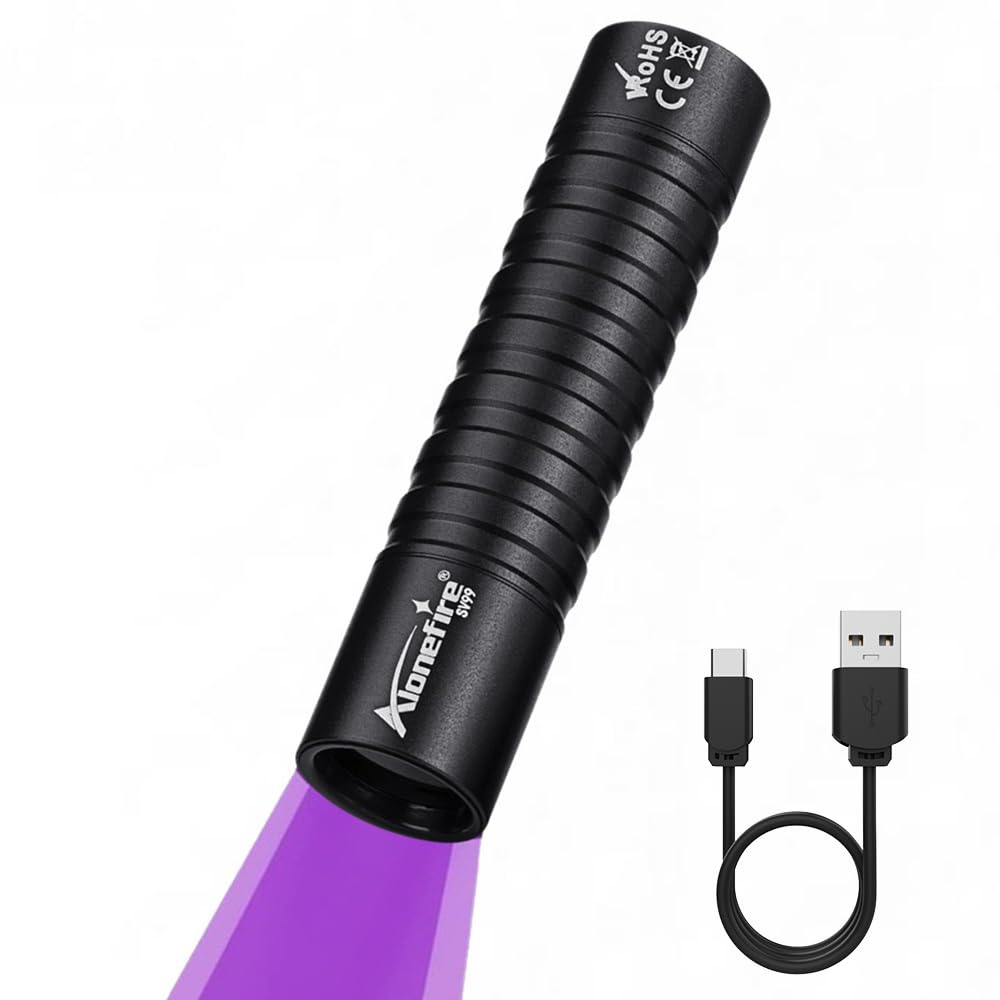 Alonefire SV99 3W 紫外線 ブラックライト 強力 小型 UV LED ライト 波長365nm C型USB充電式 アニサキ..