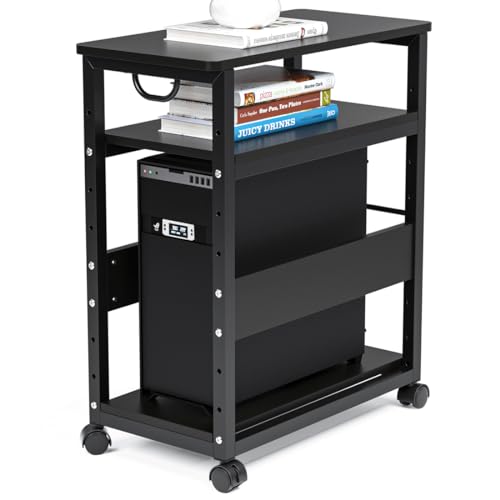 パソコンワゴン pcワゴン cpuワゴン キャスター付き デスクワゴン 3段 25mm×25mmのスチール製フレーム ..