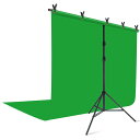 YAYOYA クロマキー グリーンバック 1.8m x 2.8m + T字型 背景スタンド 2m x 2m グリーンスクリーン 背景 布 スタンド 撮影用 背景スタンド 高さ85-195cm調整 透けにくい クロマキー布 グリーン バック スタンド zoo