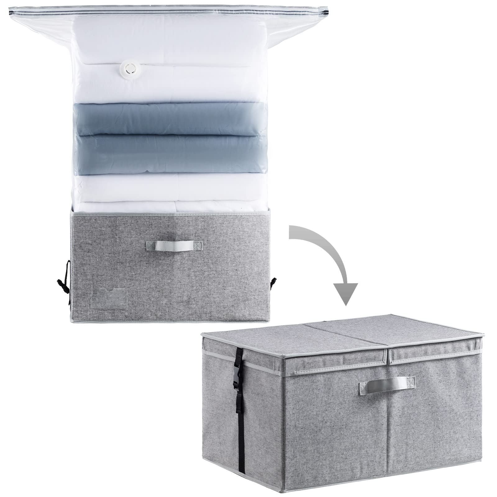 TAILI 布団圧縮袋 衣類圧縮袋 圧縮収納袋 圧縮ボックス 取っ手付き 蓋付き 大容量 布団収納 ふとん フ..