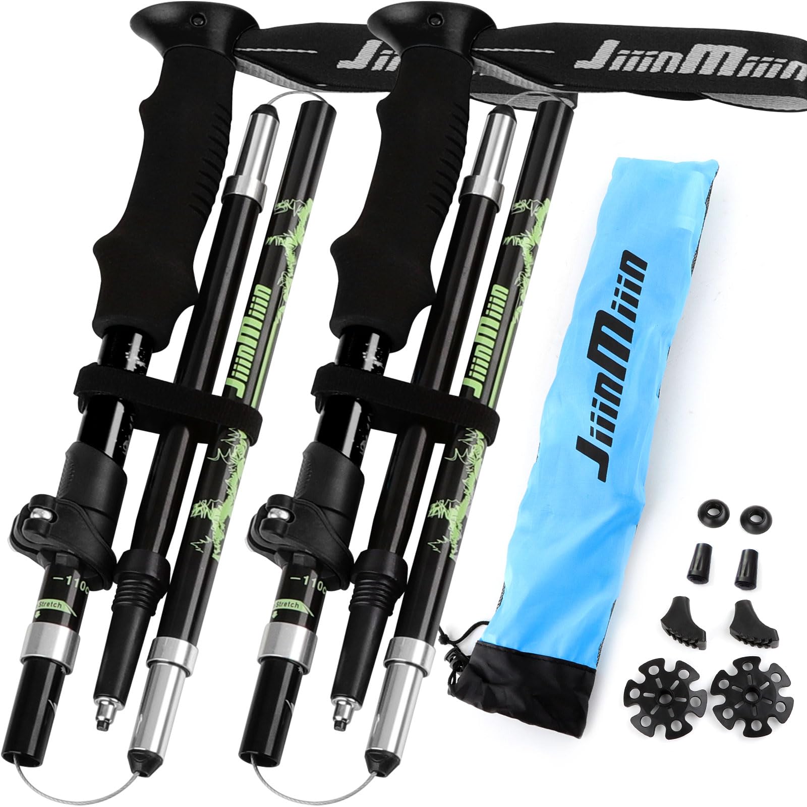 JiiinMiiin トレッキングポール 登山用ストック 折りたたみ式 超軽量 登山杖 使用長さ：110-125cm伸縮..