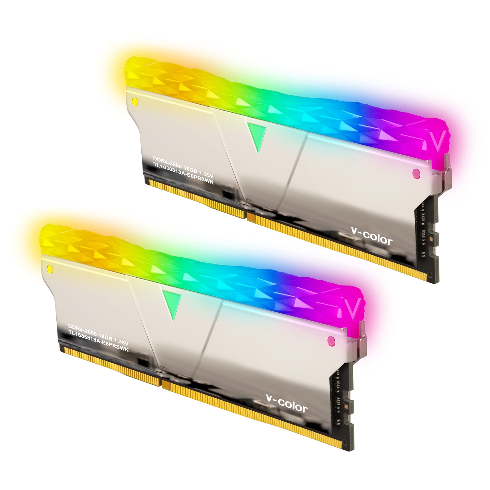 v-color Hynix IC デスクトップPC用 ゲーミングメモリ Prism Pro RGB (発光型) DDR4-3600MHz PC4-28800 32GB (16GB×2枚) U-DIMM 1.35V CL18 ヒートシンク付き TL16368のサムネイル