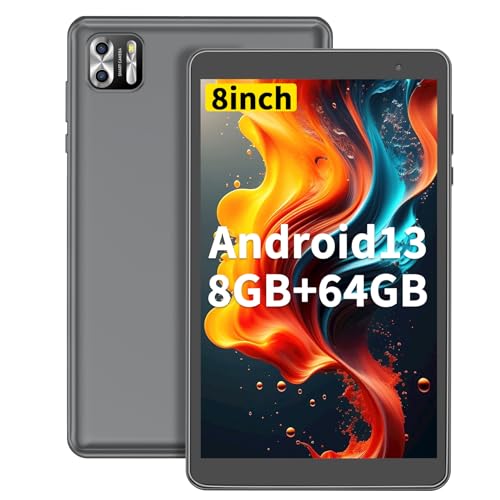 PRITOM タブレット Android 13 タブレット8.0インチ 5000mAh 8(4 4)GB RAM 64GB ROM wi-fiモデルタブレット Micro SDカードで拡張可能 保護フィルム 灰色 グレー 青色 ブルー パールホワイト