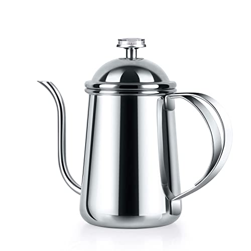 Love-KANKEI コーヒードリップポット ステンレス コーヒーポット 温度計付きドリップケトル 650ML 細口ポット シルバーのサムネイル