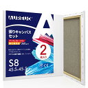 AUREUO 張りキャンバス セット S8 (45.5cmX45.5cm) 中目 綿化繊混紡 2枚 初心者 絵画用具 芸術絵創作 現代油絵 美術装飾 水彩画・油絵画・アクリル兼用