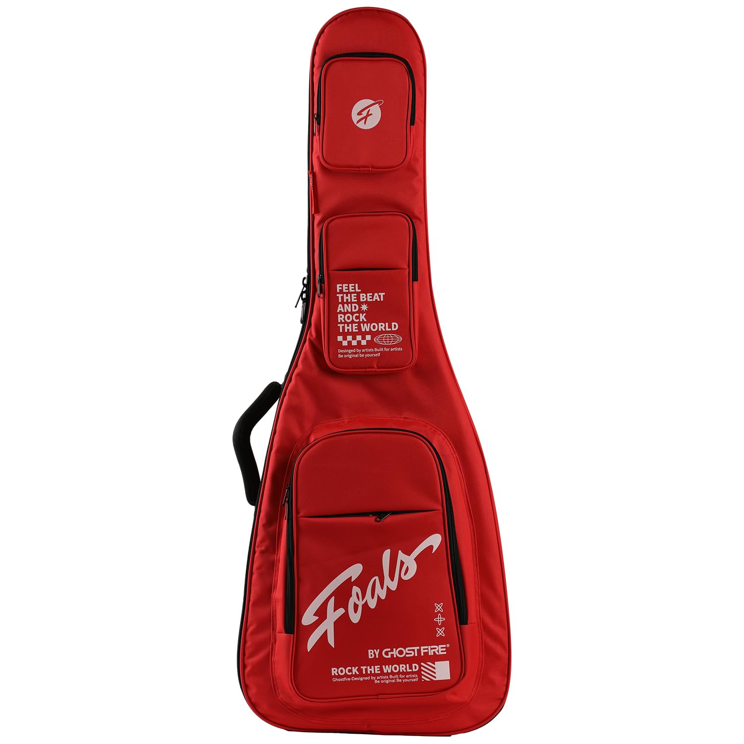 GHOSTFIRE カラフル ギターケース 超厚 耐衝撃 収納スペース付き ドリームバーブルシリーズ (赤色, アコースティック)