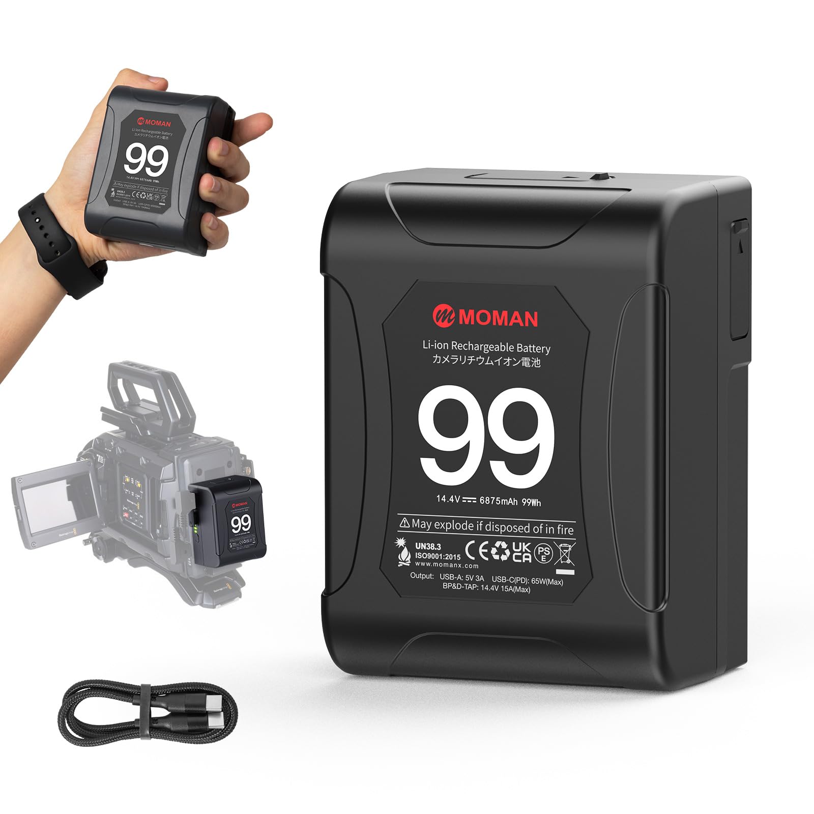 VޥȥХåƥ꡼,߲ǽ 6875mAh(99Wh/14.4V) ֥D-tap/USB-C BMPCC 4k/6K PD ...