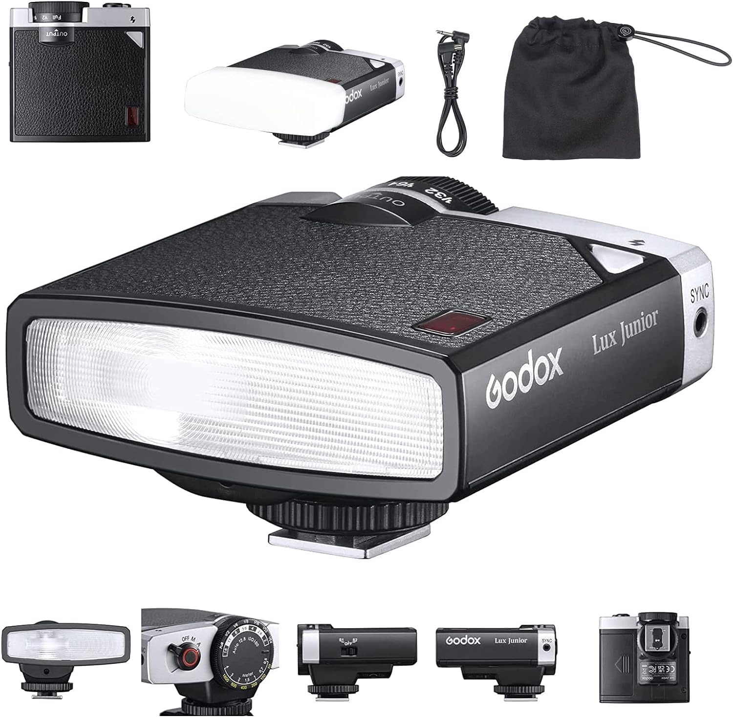 GODOX Lux Junior レトロ カメラ フラッシュ ストロボ スピードライト GN12 6000K±200K CCT 自動&手動..