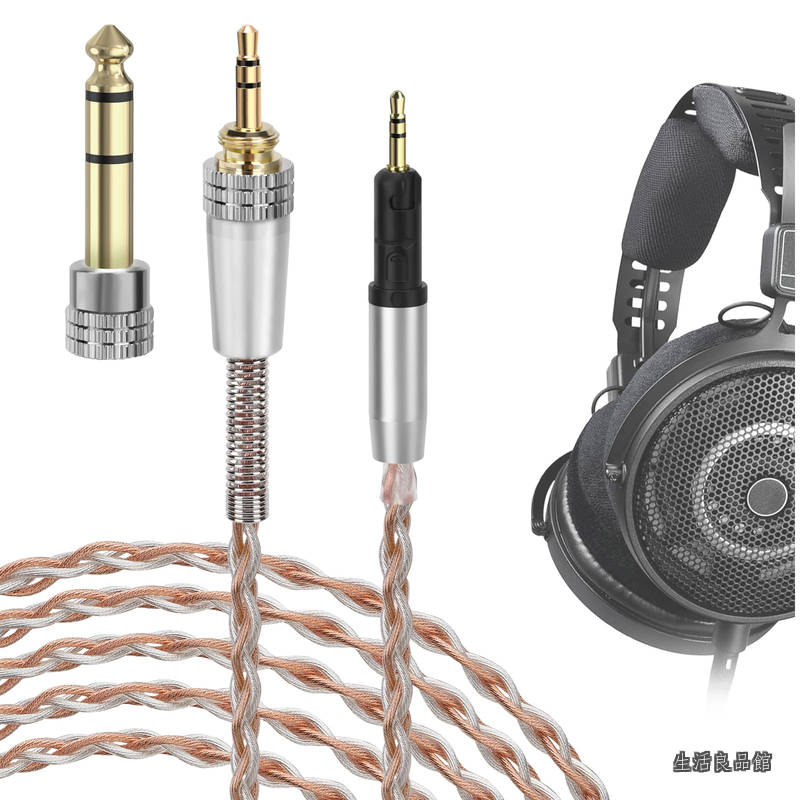Apollo シルバーメッキ アップグレードオーディオケーブル ATH-R50x ヘッドホン対応 3.5mm (1/8'')/6.35mm (1/4'') - 2.5mm 交換用ヘッドホンコード デスクトップアンプ用 (8.2フィート / 2.5m)