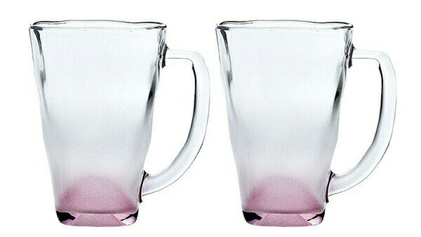 泡立ちグラス 東洋佐々木ガラス ビールグラス 泡立ちぐらす 山 マグ 390ml×2個セット ピンク P-55441-J142S