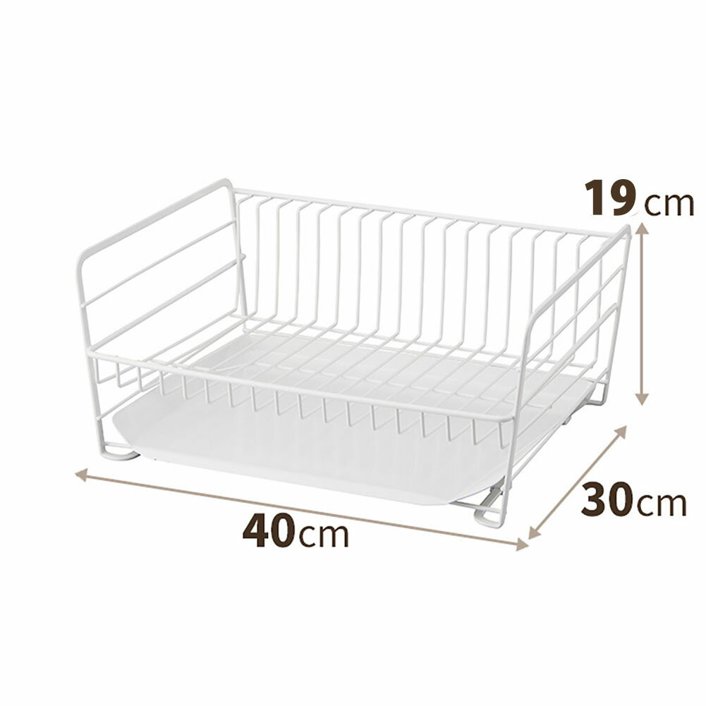 天馬 水切りラック ファビエ 2WAY トレー付 ホワイト 約40×30×19cm （ 水切り 水切 ラック 洗い物 食器洗い 食器 シンク キッチン 台所 シンク上 シンプル 白 一段 水が流れる 排水 水受け 新居 引越し 賃貸 ） 3