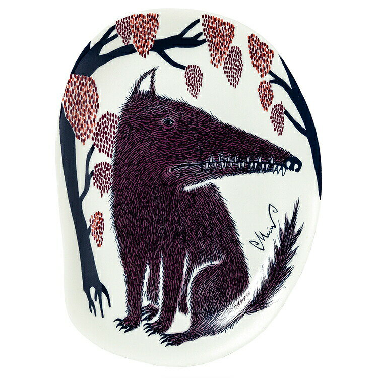 楠橋紋織 小皿 MiW オオカミ パープル 約10.8×14.6×1.5cm M-67956-00-2
