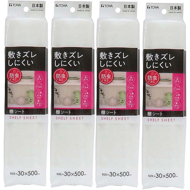 東和産業 食器棚シート 敷きズレ防虫棚シート 4個入 ホワイト 約30×500cm 573160