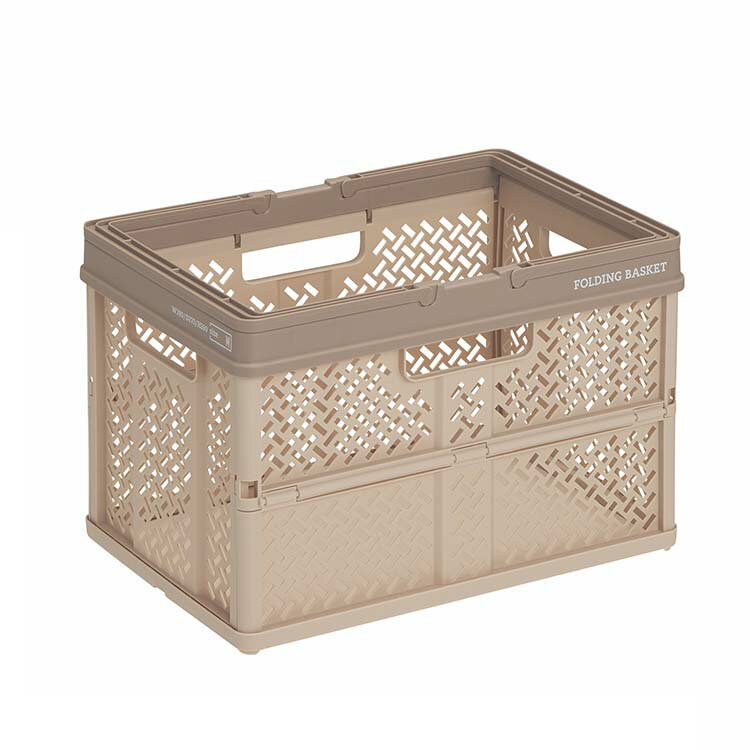 天馬 折りたためるバスケット PRX 折りたたみバスケットハンドル付 ベージュ M ( 小物 収納 テレワーク..