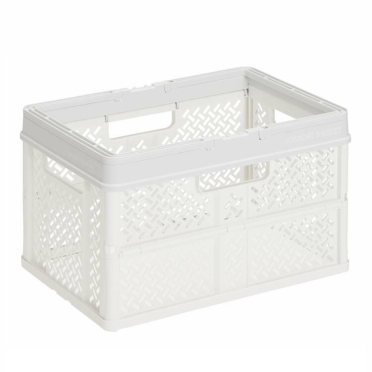 天馬 折りたためるバスケット PRX 折りたたみバスケットハンドル付 スモーキーホワイト L ( 小物 収納 ..