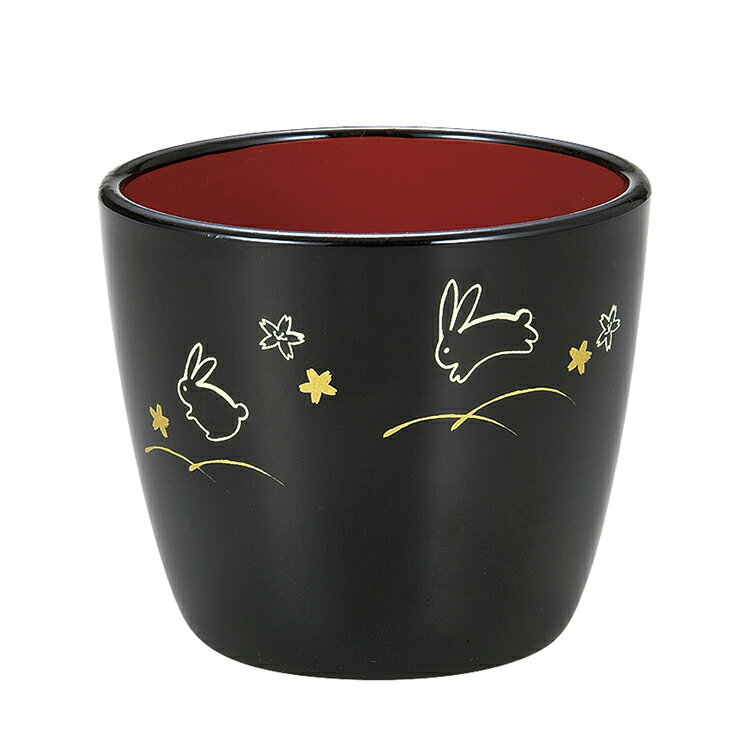 宮本産業 そば猪口 夢うさぎ 麺つゆ入 黒 240ml