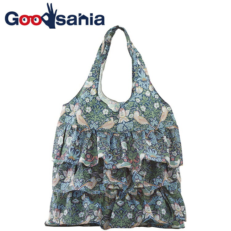 パシフィックGLD エコバック フリル付き バード＆ストロベリー 39×36.5cm 73780 （ コンパクト おしゃれ 花柄 エコ レジ 買い物 かいもの バッグ レジ袋 買い物袋 フリル ）