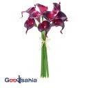 アスカ 造花 カラーリリィバンチ ワイン 全長:約35cm、花径:約5.5×5×8.5cm 1束(9本組) A-34592-015A ( リアル 本物そっくり ...
