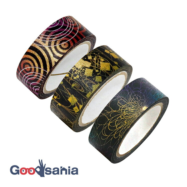 カミイソ産商 マスキングテープ kimono美 31 (渦・切金・糸菊×各1) 日本製 約15mm幅×3巻セット GR-0549 ( マステ セット 和 金箔 ...