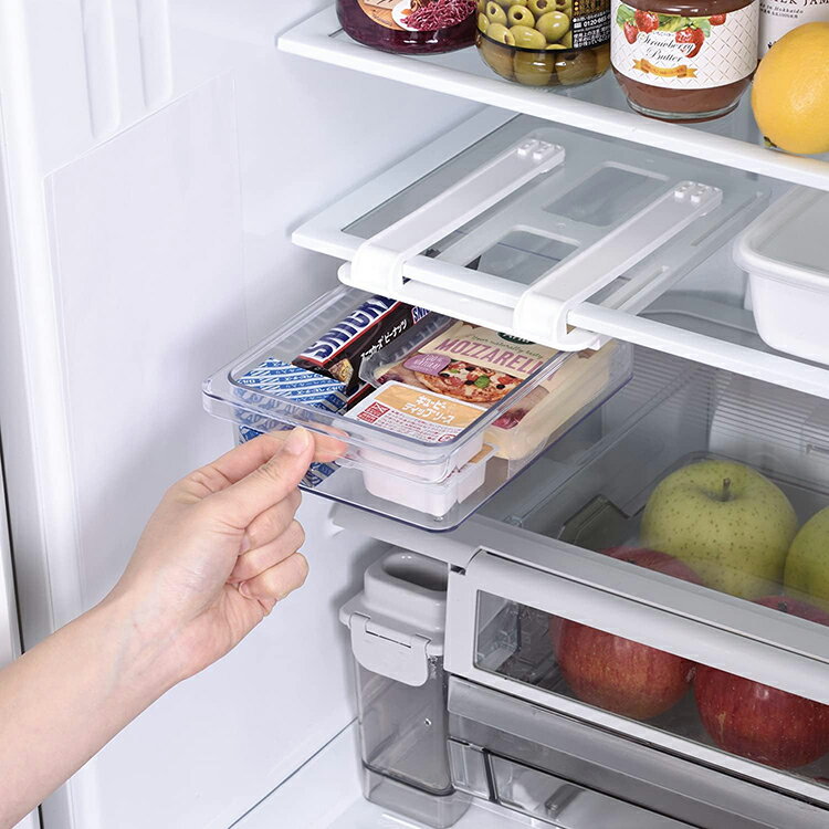 【早い者勝ち！最大400円OFFクーポン配布】パール金属 スキット 冷蔵室棚下引き出しケース Sサイズ 日本製 ホワイト HB6495 ( 冷蔵庫 引き出し 引出し ひきだし ケース クリア 透明 整理 整頓 有効活用 スペース 収納 )