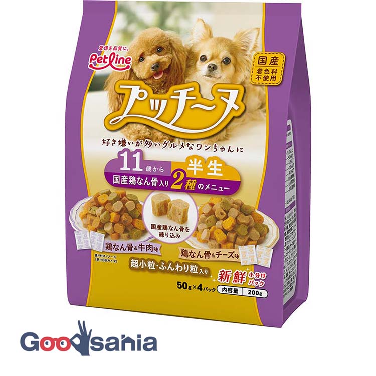 【早い者勝ち！最大400円OFFクーポン配布】プッチーヌ 半生 11歳から 国産鶏なん骨入り 200g (50g×4袋)