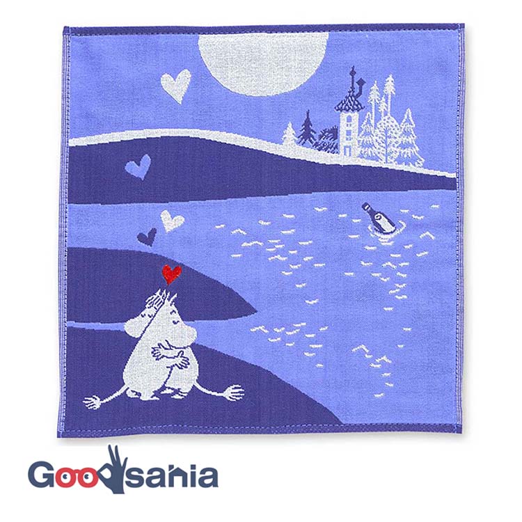 宮本 JIKAN STYLE MOOMIN ムーミン 三重ガーゼハンカチ ロマンス 約25×25cm パープル 05877 ( 北欧雑貨 タオル ワンポイント刺繍 外出 お出かけ 汗拭き プレゼント )