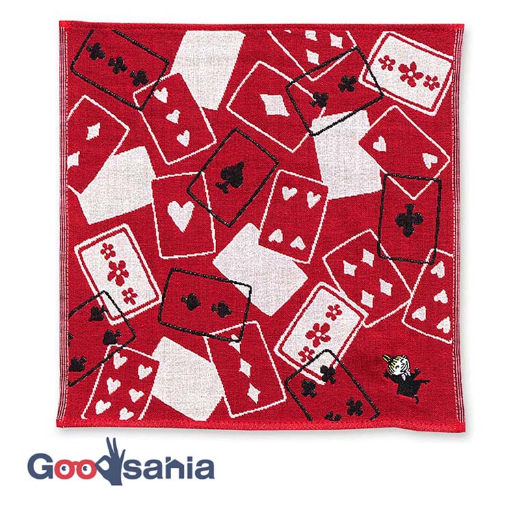 宮本 JIKAN STYLE MOOMIN ムーミン 三重ガーゼハンカチ リトルミイ＆トランプ 約25×25cm レッド 05879 ( 北欧雑貨 タオル ワンポイント刺繍 お出かけ 汗拭き プレゼント )