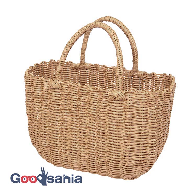 村田屋産業 バッグ PP マーブルバッグ 約14×36×42cm(持ち手含む) ナチュラルウッド 9493 ( バスケット ..