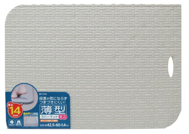 本体サイズ(cm)約60×42.5cm、厚さ/約1.4cm本体重量(g)約260素材・材質EVA樹脂原産国台湾商品説明段差が気にならずつまづきにくい薄型のラバーマット使いやすいレギュラータイプ床面と扉の隙間が18mm以上あれば開き戸タイプにも対応丈夫な素材を使用しているので風呂イスの使用もOK裏面が吸盤形状でスベリにくい保温性が高く、ソフトであたたかく、清潔に使用できる防カビ加工商品区分　当店では、ギフトラッピング（熨斗対応を含む）はお受けすることができませんので、あらかじめご了承ください　