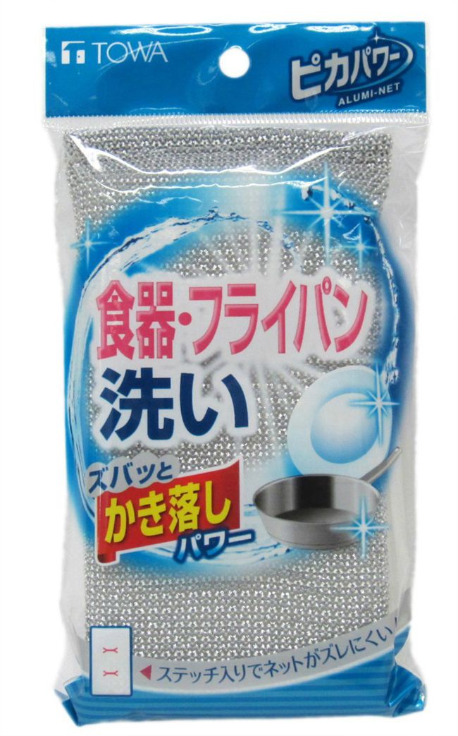 東和産業 キッチンスポンジ 【 ズバッとかき落とし 食器・フライパン洗い 】 ピカパワー アルミネット ..