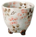 セール 宗峰窯 湯のみ 藍香 三ツ足 カップ 桜赤 φ8.7×7.8cm(200cc) (496-05-073)