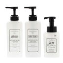 リビング ディスペンサー ポンプボトル スクエア シャンプー & コンディショナー 600ml×2個 ソープボトル(泡タイプ) 400ml×1個 3個セット (...