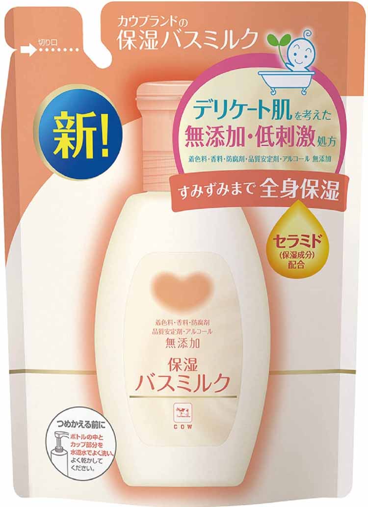 内容量480ml商品説明文●デリケート肌を考えた無添加、低刺激処方。●着色料、香料、防腐剤、品質安定剤、アルコール無添加・・・天然由来セラミド配合で、角質層内のすみずみまでうるおい浸透、お風呂あがりのお肌しっとりすべすべに。●シンプル処方の低刺激バスミルクだから、デリケート肌でもやさしく保湿ケアします。注意事項・皮ふあるいは体質に異常がある時は使用しないでください。・使用中や使用後、皮ふに発疹、発赤、かゆみ、刺激感等の異常が現れた場合、使用を中止しし医師にご相談下さい。・本品は飲めません。万一大量に飲み込んだ時は水を飲ませる等の処置を行った後、医師にご相談ください。・原液が目に入った時はすぐに洗い流して下さい。・本品には浴槽・風呂釜を傷めるイオウは入っておりません。・浴槽のお湯は洗髪や洗濯にもご使用できますが、洗浄力が弱まる場合があります。すすぎは清水で行ってください。・洗濯の時は、つけおきやおろしたての衣類へは使用しないでください。また、柔軟仕上げ剤との併用は避け、すすぎは清水で行ってください。・衣類につけないようご注意ください着色やしみになる場合があります。・環境を考えた薄い素材のため、持ち運びや保管時にご注意ください。・高温又は低温(2)なる場所や直射日光のあたる場所に置かないでください。・開封後は早めにご使用下さい。・注ぎ口が手で切りにくい時は、ハサミで切り取ってください。・使用時、浴槽でのすべりにご注意ください。・この商品は香料や品質安定剤が無添加のため、原料特有のにおいや変色がみられることがありますが、品質には問題ありません。・中身をつめかえた後、このパックの製造番号を記録しておいてください。製品についてのお問い合わせの際は、この番号をあ知らせ下さい。　　　　　　　　在庫/返品　　広告文責・販売業者株式会社大屋お問合せ先：0570-033939当店では、ギフトラッピング（熨斗対応を含む）はお受けすることができませんので、あらかじめご了承ください。リニューアルに伴い、パッケージ・内容等予告なく変更する場合がございます。予めご了承ください。